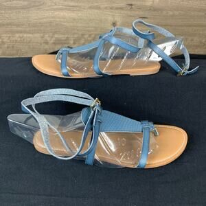 Old Navy Strappy Open Toes Flat Sandals Women's Size 10 Vegan Strap Blue